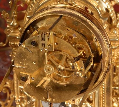 fig 4. Stunning Antique French Brass Clock Set by A. D. Mougin ~ French - Circa 1890
